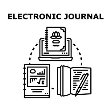 Electronic journal concept connecting digital and traditional media 스톡 일러스트