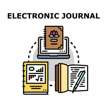 Electronic journal concept connecting digital and traditional media イラスト素材