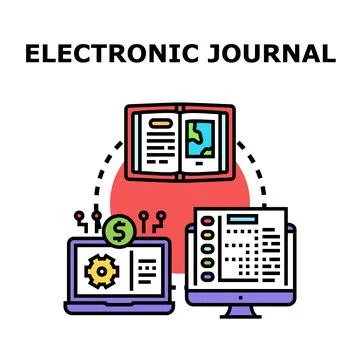 Electronic journal concept linking digital information across devices Stock Illustration