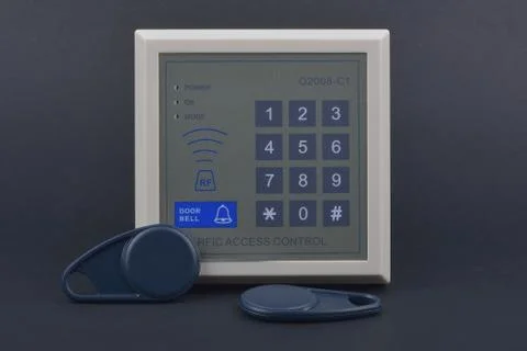 Electronic key access system to lock and unlock doors. Control access Stock Photos