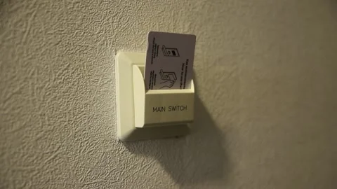 Electronic Key Card. Turn on the electricity In Hotel room Vídeo Stock 330372014