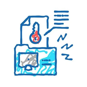 Electronic key hacking icon doodle illustration イラスト素材