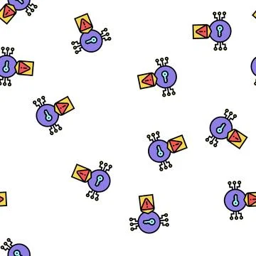 Electronic key for protect digital information vector seamless pattern Illustrazione stock