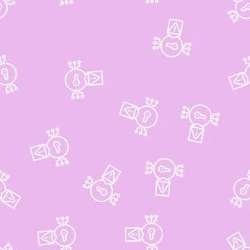 Electronic key for protect digital information line seamless pattern 스톡 일러스트