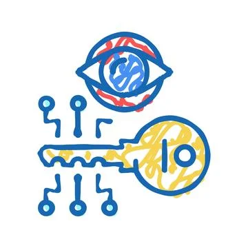 Electronic key vision icon doodle illustration Stock Illustration