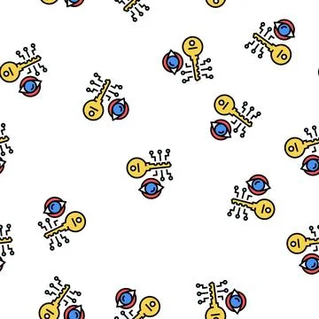 Electronic key vision vector seamless pattern Stockillustratie