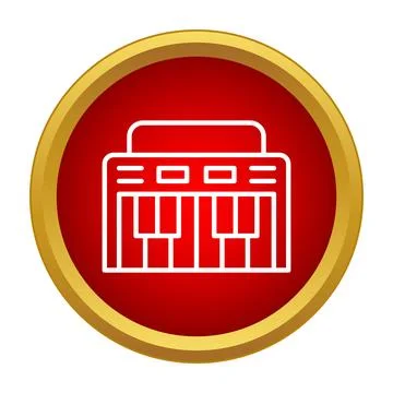 Electronic keyboard icon on red circle button 스톡 일러스트