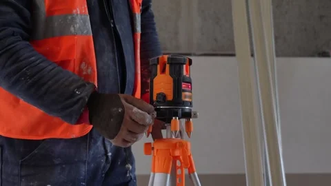 Electronic Laser Level in Use Stock Footage 253302202