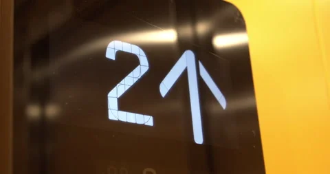 Electronic LCD display of an elevator in a mall. Escalator concept Stock Footage 146138940