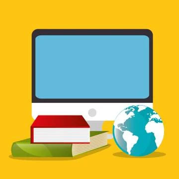 Electronic learning with computer Stock Illustration