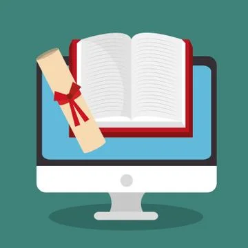 Electronic learning with computer Stock Illustration