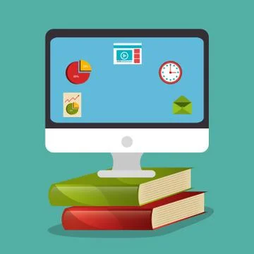 Electronic learning with computer 스톡 일러스트