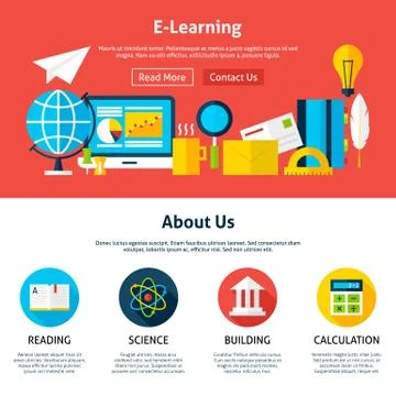 Electronic Learning Flat Web Design Template Stockillustratie