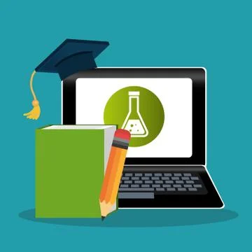 Electronic learning with laptop computer Stock Illustration