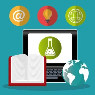 Electronic learning with laptop computer Stock Illustration