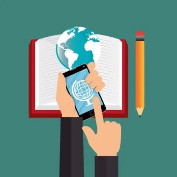 Electronic learning with smartphone イラスト素材