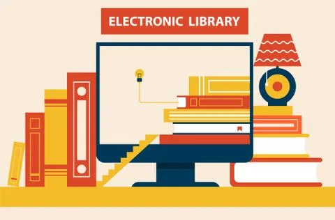 Electronic Library Abstract Path to Knowledge Stock Illustration