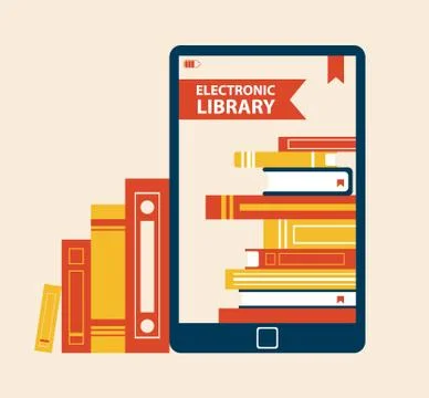 Electronic Library Poster Vector Illustration イラスト素材