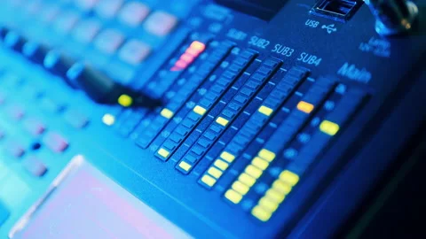 Electronic lights are flickering on the mixing board 库存影片 234288005