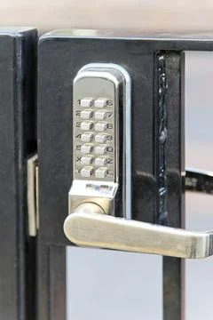 Electronic lock Electronic lock with pin code at fence Copyright: xZoonar.... Stock Photos