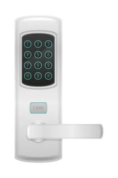 Electronic lock with handle knob and electric drive vector illustration Illustrazione stock