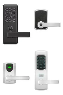 Electronic lock with handle knob and electric drive vector illustration 스톡 일러스트