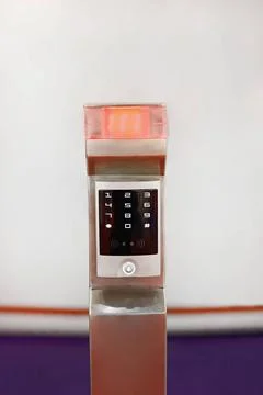 Electronic Lock Pad Numeric Pad Access at Smart Electronic Lock With Red L... Stock Photos