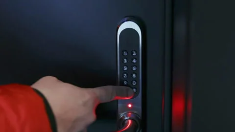  Electronic lock showing error indicator after typing failed digital combination Stock Footage 340144982