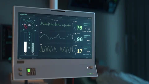 Electronic lung ventilation system keeping the patient alive at the hospital Stock Footage 247126189