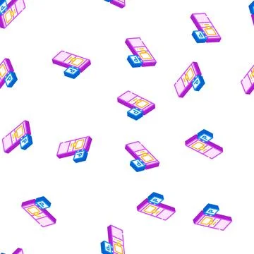 Electronic machine for buy ticket of parking isometric icon seamless pattern 库存插图