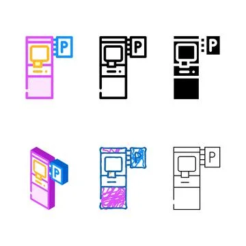 Electronic machine for buy ticket of parking color icon vector types Stock Illustration