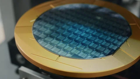 Electronic machine. Silicon Wafer at Advanced Semiconductor Foundry, that Stock Footage 253642513