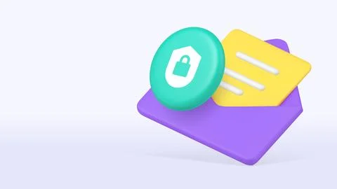 Electronic mail email message chat privacy safety confidential 3d icon bann.. Stock Illustration