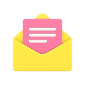 Electronic mail open envelope with paper letter incoming message inbox intern Stock Illustration