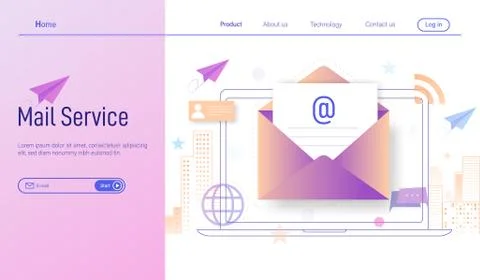 Electronic mail or Email services modern flat design concept Stock Illustration