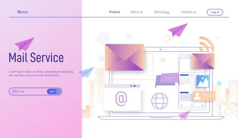 Electronic mail or Email services modern flat design concept Stock Illustration