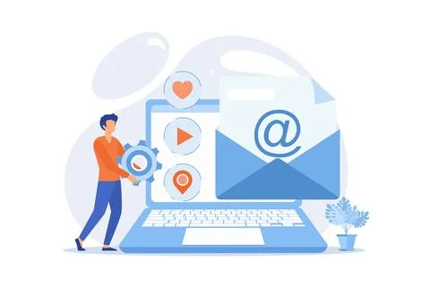 Electronic mail. Receiving and sending e mails. Exchanging messages by elec.. Stock-Illustration