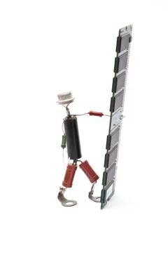 Electronic man with memory module Stock Photos