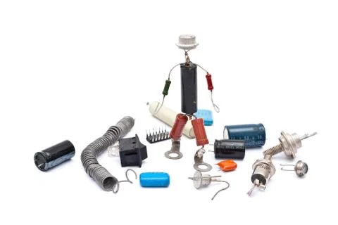 Electronic man with radio components Stock Photos