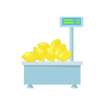 Electronic Market Scale with Lemons Ilustración de archivo