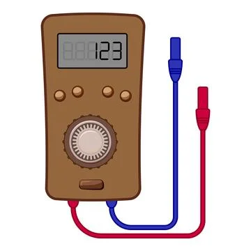 Electronic measuring device with analog dial and digital display showing random Stock Illustration