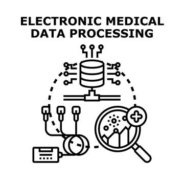 Electronic medical data processing concept illustration 스톡 일러스트