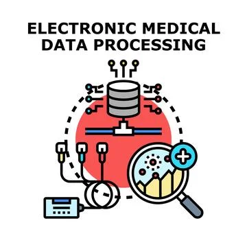 Electronic medical data processing concept illustration 스톡 일러스트