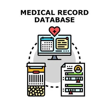 Electronic medical record database system for healthcare Stock Illustration