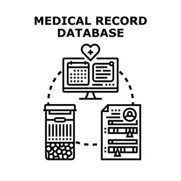 Electronic medical record database system for healthcare Stock Illustration