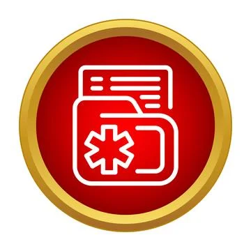 Electronic medical record folder icon in a red circle Illustrazione stock