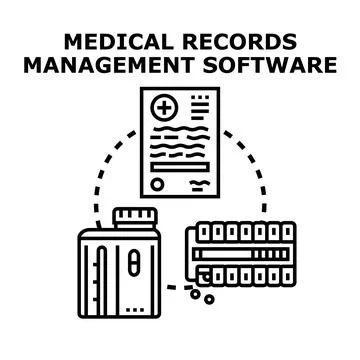 Electronic medical records management software concept イラスト素材