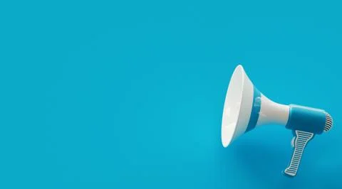 Electronic megaphone on color background, 3d rendering Illustrazione stock
