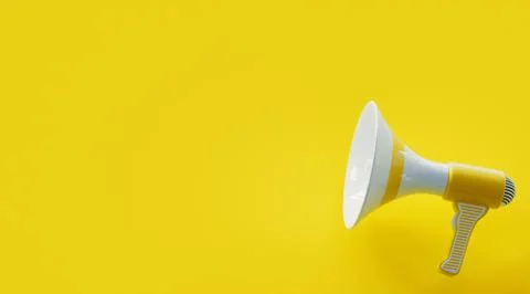 Electronic megaphone on color background, 3d rendering Illustrazione stock