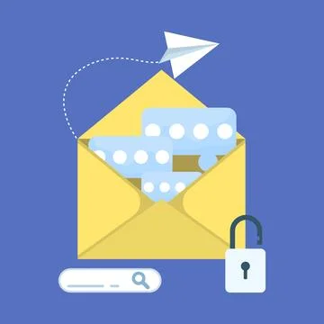 Electronic message safety concept illustrated in vector style Stock Illustration